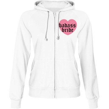 Badass Bride Junior Fit Bella Fleece Raglan Zip Hoodie