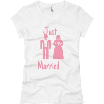 Just Married Pink Junior Fit Basic Bella Favorite Tee