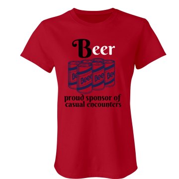 Beer Proud Sponsor Junior Fit Bella Sheer Longer Length Rib Tee