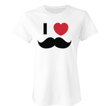 I Heart Mustaches Junior Fit Bella Double V Sheer Jersey Tee