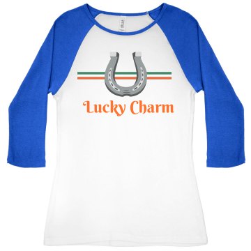 Luck Charm Junior Fit Bella 1x1 Rib Cap Sleeve Raglan Tee
