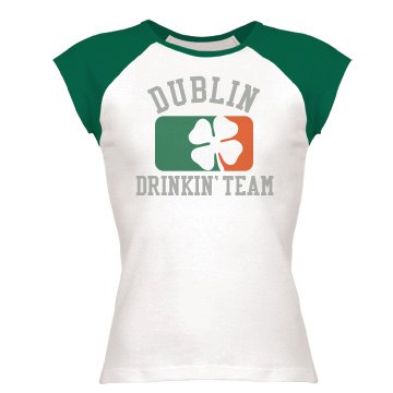 Dublin Drinking Team Junior Fit Bella 1x1 Rib Ringer Tee