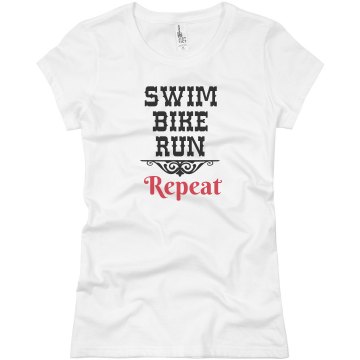 Swim Bike Run Repeat Junior Fit Basic Bella Favorite Tee