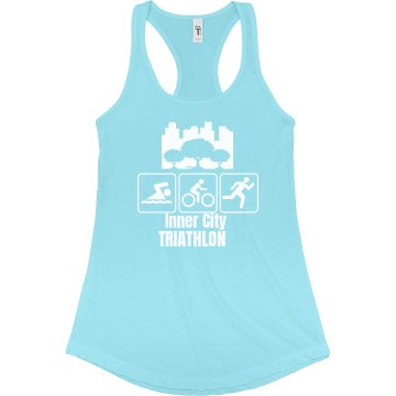 Inner City Triathlon Junior Fit Bella Sheer Longer Length Rib Racerback Tank Top