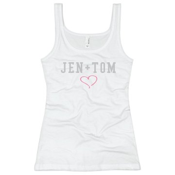 Jen + Tom Rhinestones Junior Fit Bella Sheer Longer Length Rib Tank Top