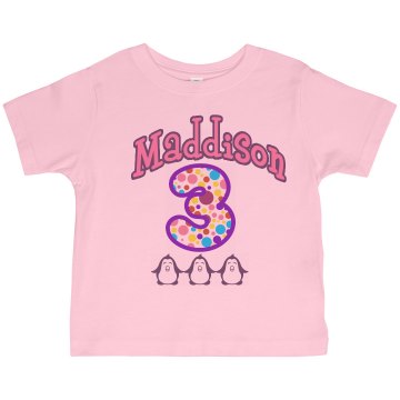 Three Little Penguins Tee Toddler American Apparel 3/4 Sleeve Baseball Tee