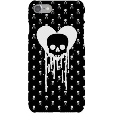 Dripping Heart Skulls Plastic iPhone 5 Case White 