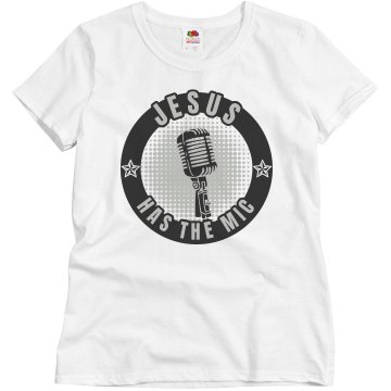 Jesus Has the Mic Misses Relaxed Fit Basic Gildan Heavy Cotton Tee