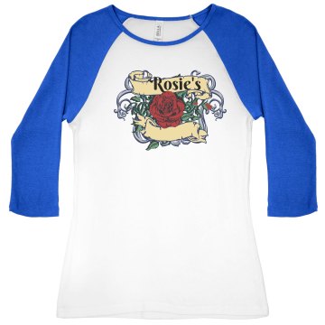Rosie's Bar Junior Fit Bella 1x1 Rib 3/4 Sleeve Raglan Tee