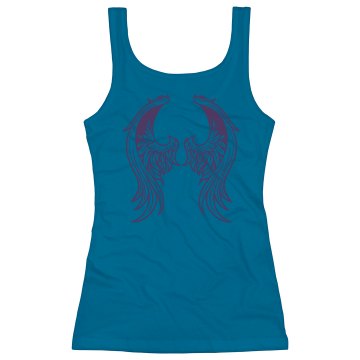 Angel Wings Tank Junior Fit Bella Sheer Longer Length Rib Tank Top