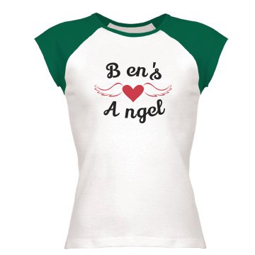 Ben's Angel Junior Fit Bella 1x1 Rib Cap Sleeve Raglan Tee