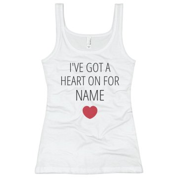 I've Got A Heart On Junior Fit Bella Sheer Longer Length Rib Strap Tank Top
