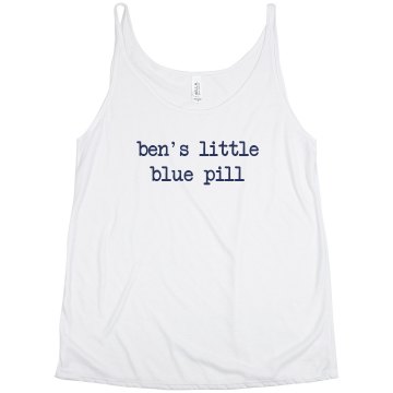 Ben's Little Blue Pill Junior Fit Bella 1x1 Rib Ringer Tee