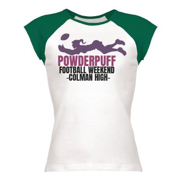 Powderpuff Football High Junior Fit Bella 1x1 Rib Cap Sleeve Raglan Tee