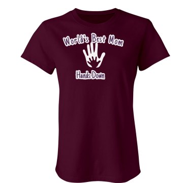 Best Mom Hands Down Junior Fit Bella Crewneck Jersey Tee
