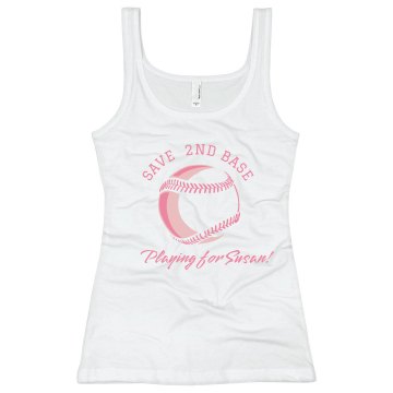 Breast Cancer Saved Base Junior Fit Bella Sheer Longer Length Rib Tank Top