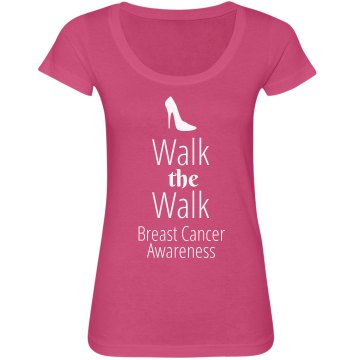 Breast Cancer Walk Junior Fit Bella Sheer Longer Length Scoopneck Tee