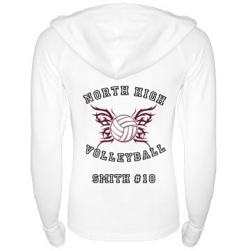Volleyball Hoodie Junior Fit Bella Long Sleeve 1/2 Zip Hooded Pullover Tee