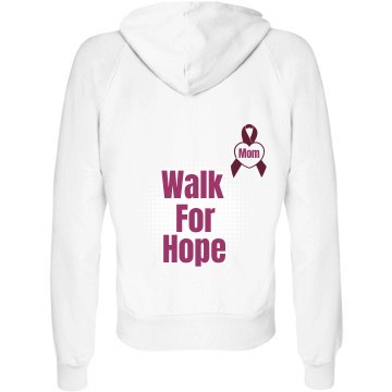 Walk for Hope Junior Fit Bella Fleece Raglan Zip Hoodie