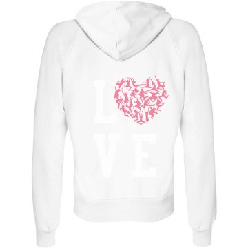 Love to Dance Hoodie Junior Fit Bella Fleece Raglan Zip Hoodie