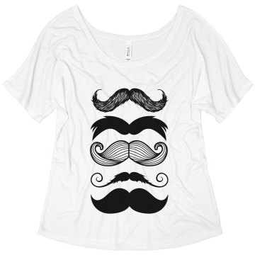 Mustache Top Misses Bella Flowy V-Neck Half-Sleeve Tee