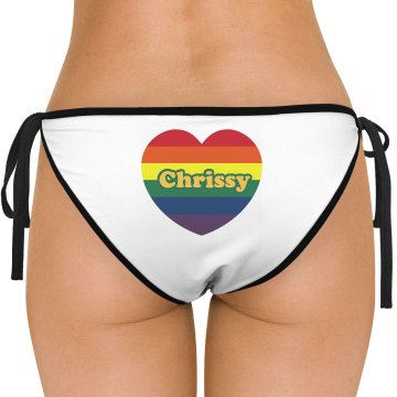 Gay Pride Rainbow Heart American Apparel Nylon Tricot Side-Tie Bikini Swimsuit Bottom