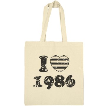 I Heart 1986 Liberty Bags Canvas Bargain Tote Bag