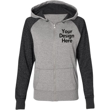 Custom Sweatsuit Top Junior Fit Bella Fleece Raglan Zip Hoodie