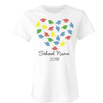 Graduation Cap Heart Junior Fit Bella Sheer Longer Length Rib Tee