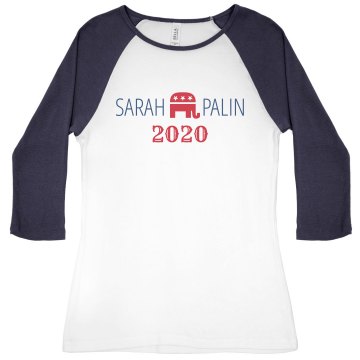 Sarah Palin 2012 Junior Fit Bella 1x1 Rib 3/4 Sleeve Raglan Tee