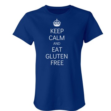 Keep Calm Eat Gluten Free Junior Fit Bella Crewneck Jersey Tee