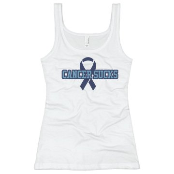 Cancer Sucks Tank Junior Fit Basic Bella 2x1 Rib Tank Top