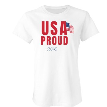USA Proud Tee Junior Fit Bella Sheer Longer Length Rib Tee