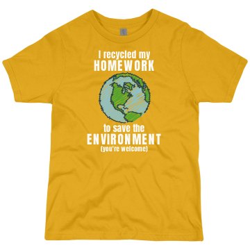 Recycle My Homework Youth Gildan Ultra Cotton Crew Neck Tee