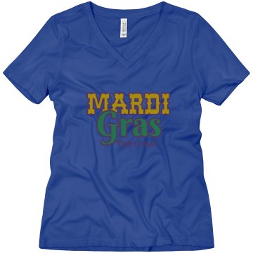 Mardi Gras Pub Crawl Misses Relaxed Fit Anvil V-Neck Tee