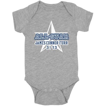 All-Star Newborn Onesie Infant Rabbit Skins Lap Shoulder Creeper