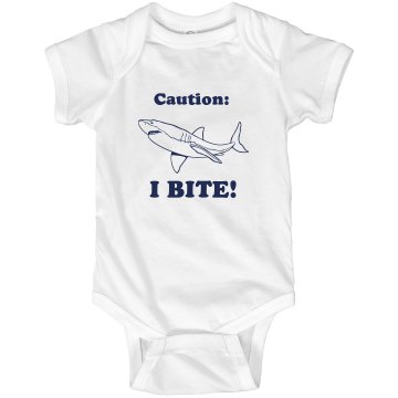 Caution: I Bite Infant Rabbit Skins Lap Shoulder Creeper