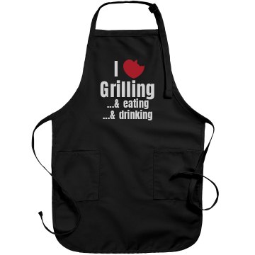 I Love Grilling Apron Port Authority Adjustable Full Length Apron