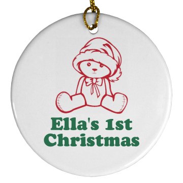 1st Christmas Ornament Porcelain Circle Ornament