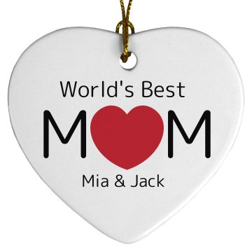 World's Best Mom Porcelain Heart Ornament