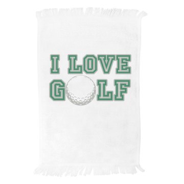 I Love Golf Towel Fringed Spirit Towel