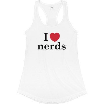 I Love Nerds Junior Fit Bella Sheer Longer Length Rib Racerback Tank Top