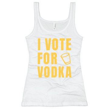 I Vote For Vodka Junior Fit Bella Sheer Longer Length Rib Tank Top