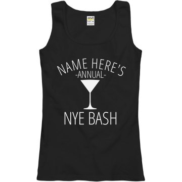 New Years Bash Tee Junior Fit Bella Long Sleeve Sheer Longer Length Rib V-Neck Tee