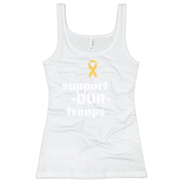 Support Troops Ribbon Junior Fit Bella Sheer Longer Length Rib Tank Top