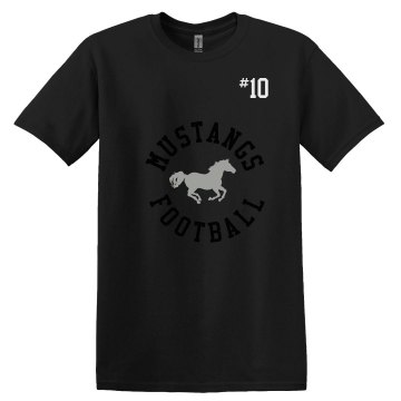 Mustangs Football Unisex Gildan Heavy Cotton Crew Neck Tee