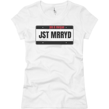 Just Married License Junior Fit Basic Bella Favorite Tee