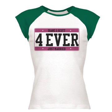Just Married Forever Junior Fit Bella 1x1 Rib Ringer Tee