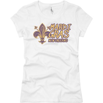 Mardi Gras Fleur De Lis Junior Fit Basic Bella Favorite Tee