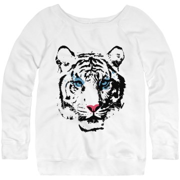 Tiger Sweatshirt Junior Fit Bella Triblend Slouchy Wideneck Sweatshirt